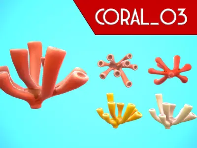 CORAL 03 CARTOON STYLIZED Low-poly 3D model