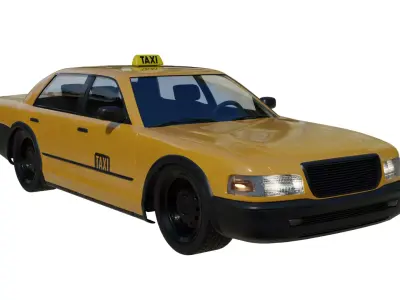 Yellow Taxi car Sedan 3d Model Free 3D model
