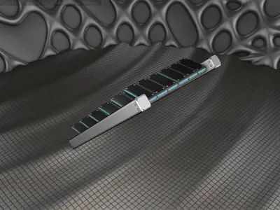 Sci-Fi Stairs - 15 - Silver Blue Neon Light Version Low-poly 3D model