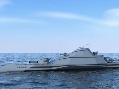 Futuristic Military Stealth Ship Low-poly 3D model