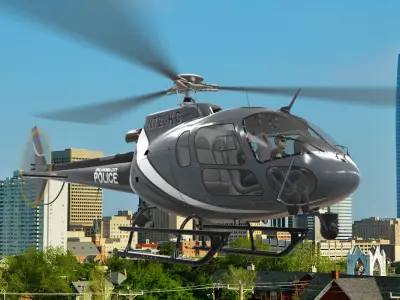 AS-350 Oklahoma City Police Animated Low-poly 3D model
