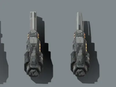 Railgun set Low-poly python futuristic weapon Low-poly 3D model