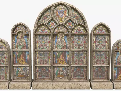 Stained Glass Window Pack Low-poly 3D model