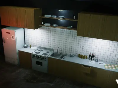 Cold War Underground Bunker Environment Low-poly 3D model