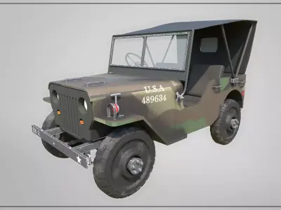 Army Jeep Low-poly 3D model