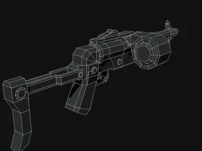  Post apocalyptic self-made sub-machinegun Low Poly style Low-poly 3D model