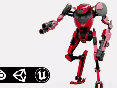 MILITARY DROID ELOSH Rigged for Unreal Engine - Unity - MIXAMO 3D model