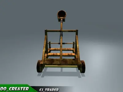 Medieval Animated Catapult Low-poly 3D model Low-poly 3D model