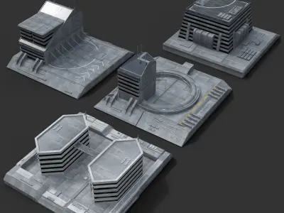 Sci-Fi CityBlocks Free low-poly 3D model