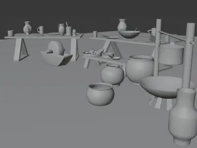 Medieval Kitchen Pack Low-poly 3D model