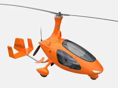 Gyroplane Autogyro Cavalon Orange 3D model