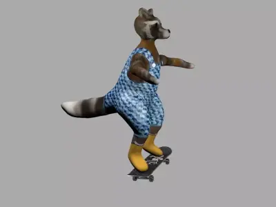raccoon on a skateboard 3D model