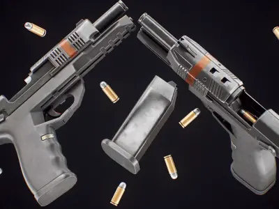 Cyberpunk Pistol Corporate Low-poly 3D model