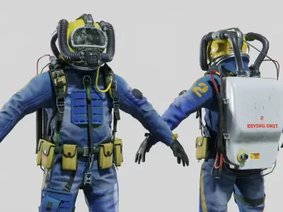 Modern Deep Sea Diving Suit Low-poly 3D model