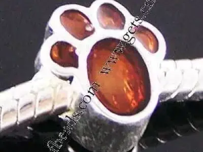 links silver paw bead with orange stone Free 3D model