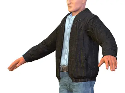 LowPoly Man Body Leather Jacket Low-poly 3D model