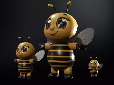 HoneyBee mobile ready Low-poly 3D model