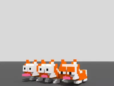 Voxel Orange cat pack  3D model