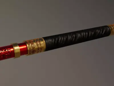 Bo Staff 3D Model Ornamental Martial Arts Weapon Low-poly 3D model