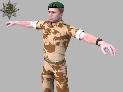 British Royal East Anglian Desert Rigged Soldier 3D model