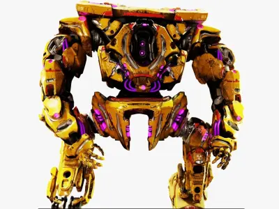 Military Mech Robot Photorealistic Low-poly 3D model