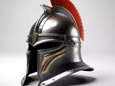 Dented Metal Helmet with Plume 3D model