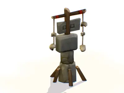 Handpaint Cartoon Stone Memorial Totem Symbol Low-poly 3D model