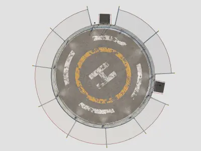 Helipad circular platform with stairs Low-poly 3D model
