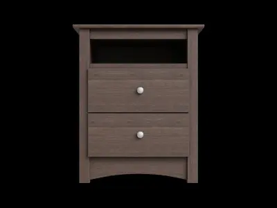 Wooden 2 Drawers Nightstand Free low-poly 3D model