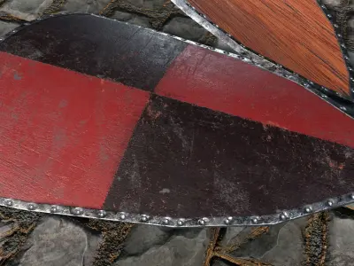 Medieval round shield with coat of arms 9 Low-poly 3D model