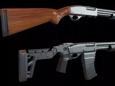 Remington 870 shotguns Low-poly 3D model