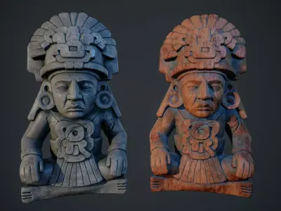 Aztec Statue 01 PBR Low-poly 3D model