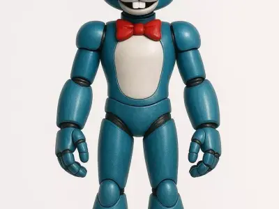 Blue Bunny Robot 3D Animatronic Red Bowtie Game Character Low-poly 3D model