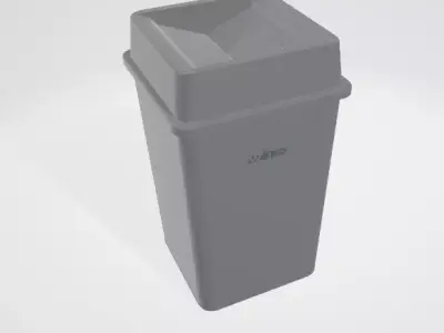 Winco Commercial Square Plastic Trash Can 3D model