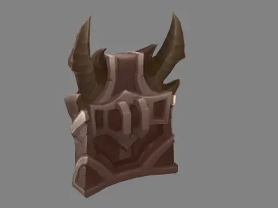 Cartoon fire dragon head shield sculpture Low-poly 3D model