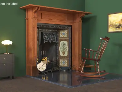 Victorian Fireplace with Fire 3D model