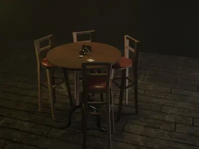 Bar Table Set 3D model