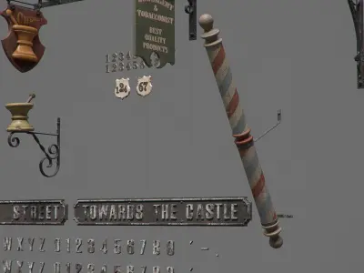 Generic Vintage Signs Set 3D model