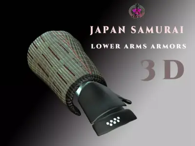 Japan Samurai Lower Arms Armors Low-poly 3D model