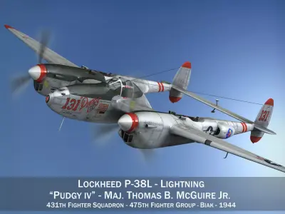 Lockheed P-38 Lightning - Pudgy IV 3D model