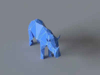 Rhino lowpoly 3D print model polygonal Low-poly 3D model