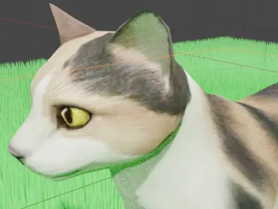 THE CUTE CAT - ANIMAL 3D MODEL - 3D MODELING - FLUFFY CAT  Low-poly 3D model