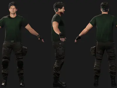 Survival Man Apocalypse Low-poly 3D model
