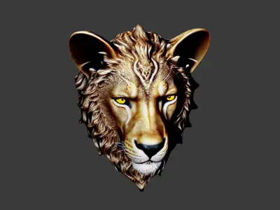 Lion Animal Head Low-poly 3D model