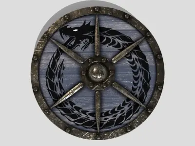 Viking Round Shield Low-poly 3D model