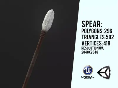 Primitive Stone Spear Low-poly 3D model