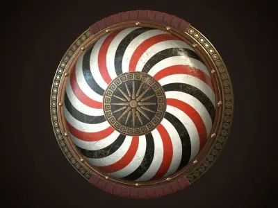 Hoplite Shield Makedonian Sun Low-poly 3D model