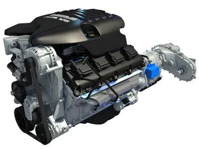 Black Cover Dodge Ram V8 Engine with Transmission 3D model