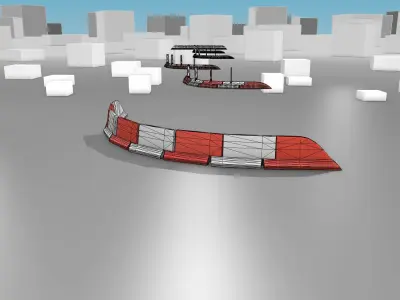 White and Red Road Traffic Barrier - Part 25 - Low-poly 3D model