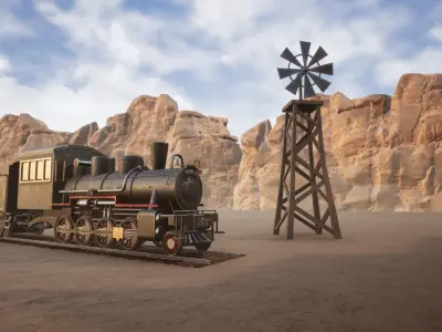Wild West Racing Town Low-poly 3D model